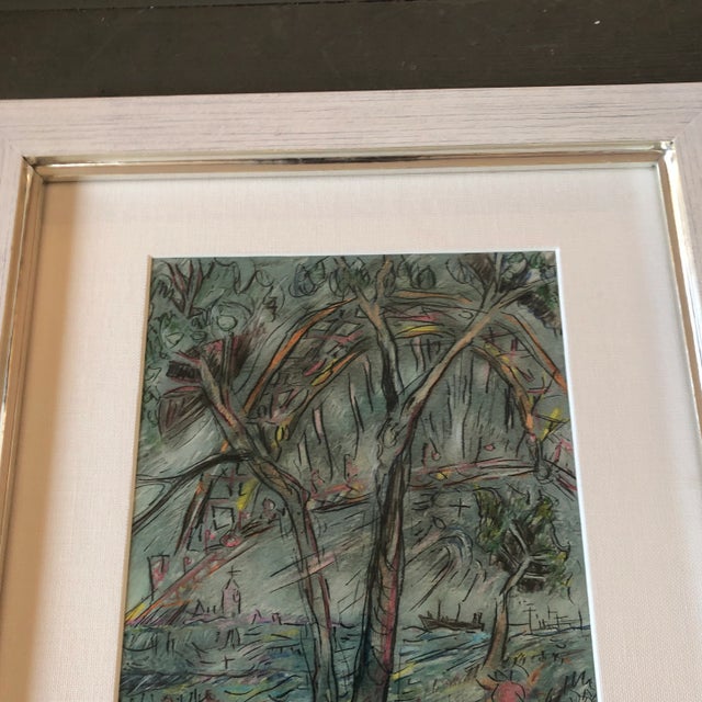 Original Outsider Artist Peter Duncan Abstract River/Bridge Scene Painting/Drawing For Sale - Image 4 of 7