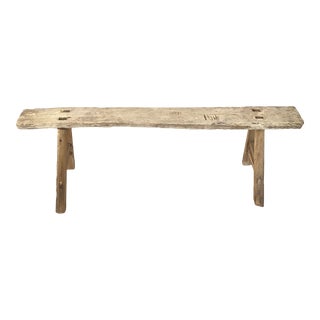 Rustic Elm Wood Long Bench For Sale