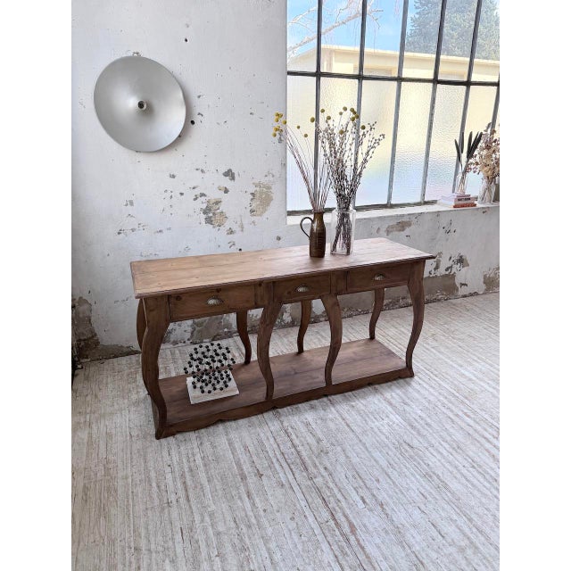 Brown Pine Drapers Console Table, 1950s For Sale - Image 8 of 18