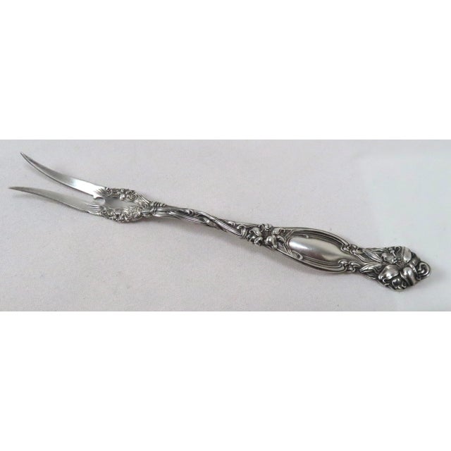 Antique International Silver "Frontenac" Pattern Art Nouveau Sterling Silver Pickle - Olive Serving Fork For Sale - Image 13 of 13