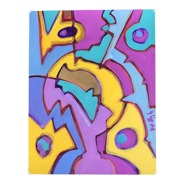 Original Contemporary Wayne Cunningham Outsider Abstract Painting Signed Listed For Sale