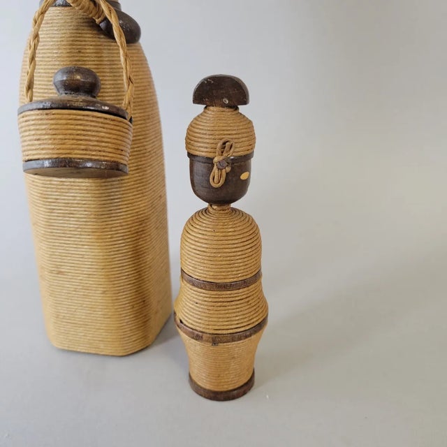Mid 20th Century Mid-Century Scandinavian Folk Art Straw-Wrapped Wooden Doll Set – Mother & Child For Sale - Image 5 of 12