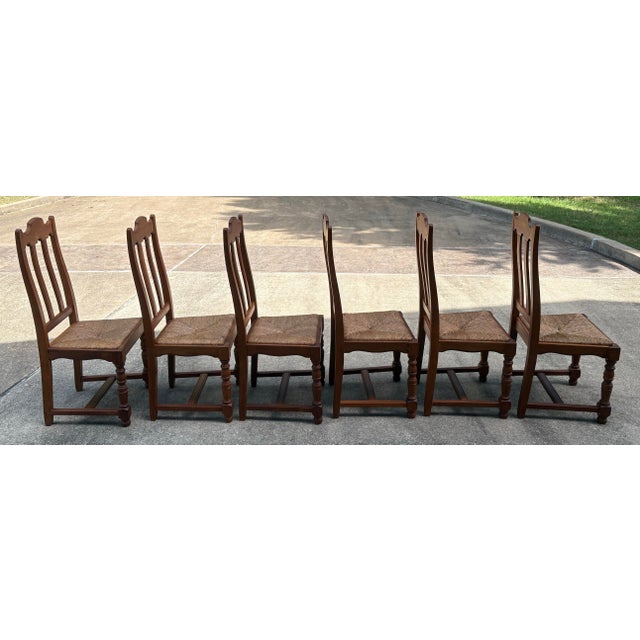 French Country Dining Chairs With Rush Seats - Set of 6 For Sale - Image 10 of 10