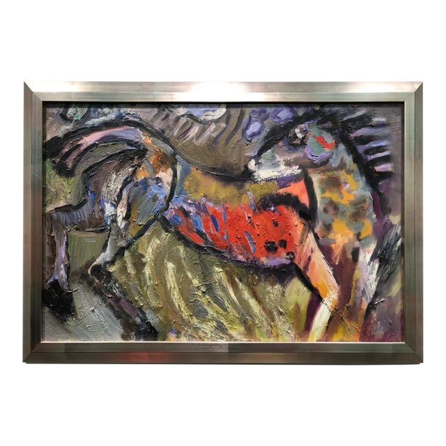 Wild Horse, Abstract, Figurative Oil on Linen, Rich Bold Colors, 2012 For Sale
