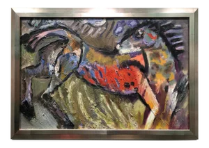 Wild Horse, Abstract, Figurative Oil on Linen, Rich Bold Colors, 2012
