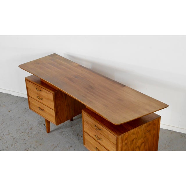 1960s Mid-Century Modern Danish Walnut and Brass Desk by Alfred Cox, 1960s For Sale - Image 5 of 11