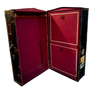 Antique Steamer Trunk Wardrobe, the Netherlands, 1920s For Sale