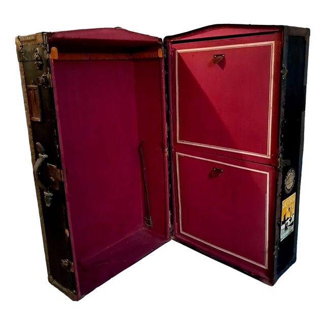 Antique Steamer Trunk Wardrobe, the Netherlands, 1920s For Sale