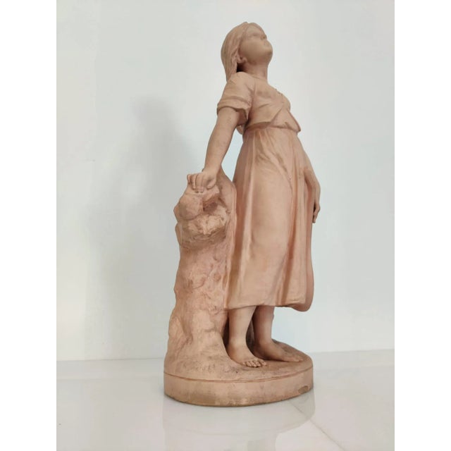 Antique Terracotta Girl with Mandolin Sculpture For Sale - Image 12 of 18