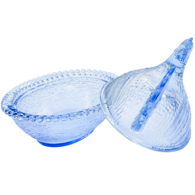 Mid 20th Century Handblown Blue Americana Glass Hen-Figurine Centerpiece For Sale - Image 9 of 9