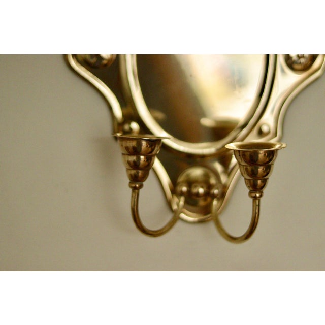 Large Mid-Century Modern Baroque Swedish Brass Sconces, Set of 2 For Sale - Image 6 of 9