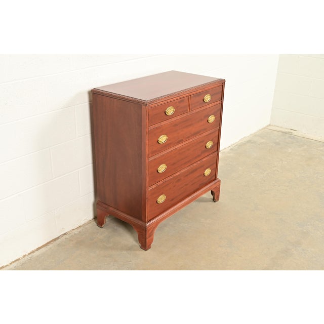 Baker Furniture Company Baker Furniture Style Georgian Carved Mahogany Dresser or Chest of Drawers For Sale - Image 4 of 14