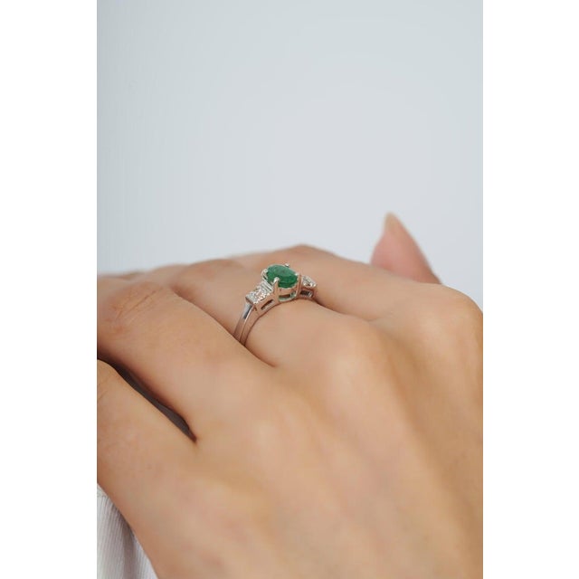 Not Yet Made - Made To Order Luxury Emerald & Diamond Ring in 925 Sterling Silver, Size 7.5 For Sale - Image 5 of 12