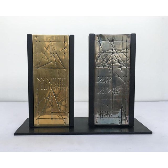 Italian Bronze Abstract Sculptures by Walter Valentini, 1980, Set of 2 For Sale - Image 15 of 18