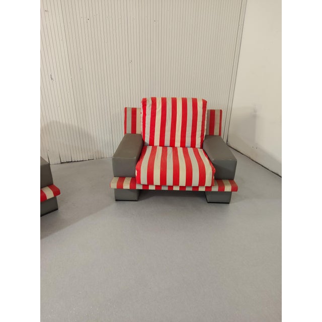 Vintage Armchairs in Fabric and Wood, 1970s, Set of 2 For Sale - Image 6 of 11