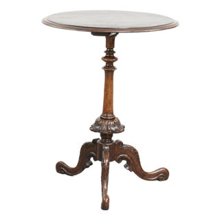 Antique Round Carved Side Table For Sale