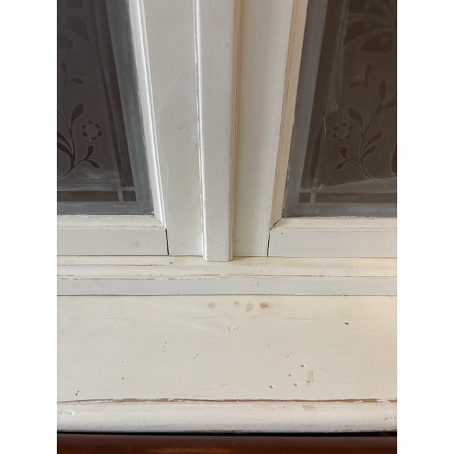 Late 20th Century Vintage Cottage Style Etched Glass Cabinet Armoire For Sale - Image 11 of 12