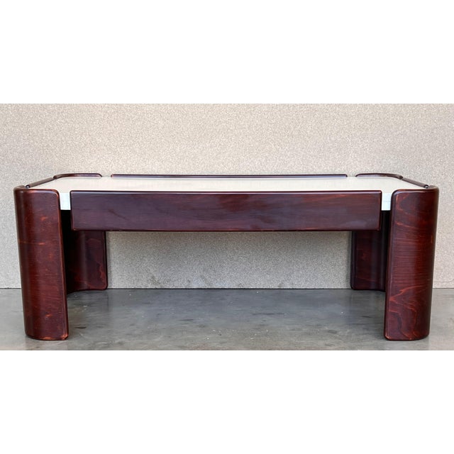 Mid-Century Modern Rectangular Table with Curved Legs and White Top For Sale - Image 16 of 18