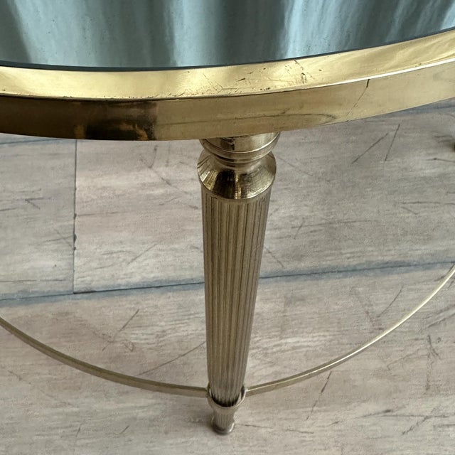 Mid-Century Semicircular Brass and Smoked Glass Side Tables, 1970s, Set of 2 For Sale - Image 12 of 18