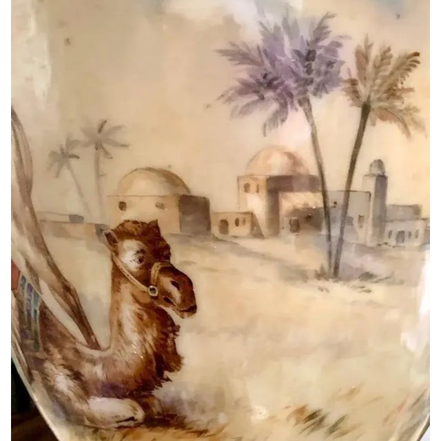 Pairpoint Stained Glass Table Lamp, Seascape Vienna Shade, Planter Base, 1910 For Sale - Image 9 of 10