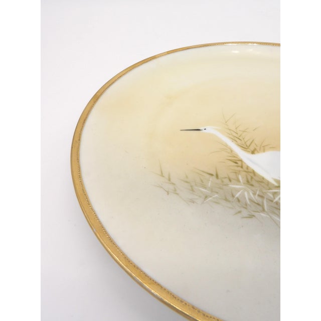 Antique Japanese Hand-Painted Plate With Cranes and Gold Rim For Sale - Image 6 of 8