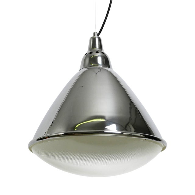 Large Pendant Lamp Headlight in Chrome-Plated Sheet Steel by Ingo Maurer, 1960s For Sale
