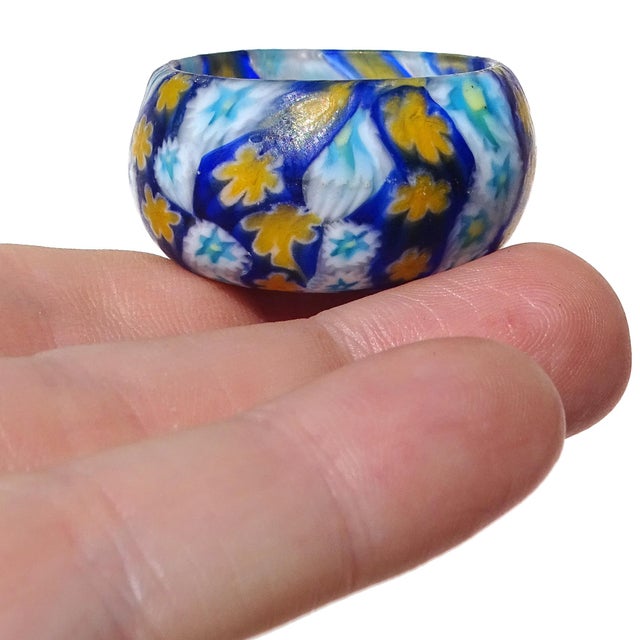 Murano Antique Fratelli Toso Murano Miniature Flower Mosaic Murrines Italian Art Glass Vase and Dish - Set of 2 For Sale - Image 4 of 10