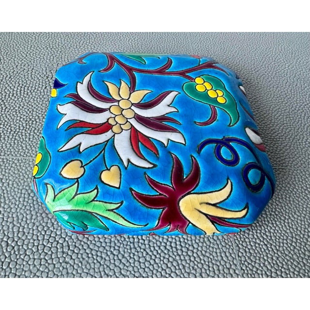 French Antique French Émaux De Longwy Pottery Box For Sale - Image 3 of 6