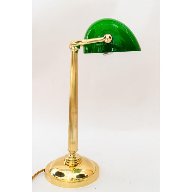 Art Deco Banker Lamp with Green Glass Shade, Vienna, 1920s For Sale - Image 6 of 18