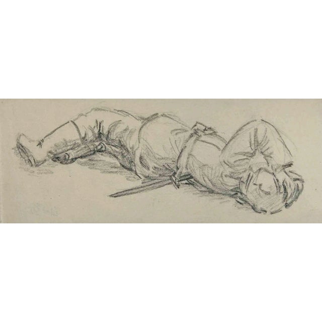 The Injured Soldier, Original Drawing, Early 20th-Century For Sale