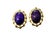 Vintage Clip-On Large Oval Purple &amp; Gold Tone Chunky Earrings Retro Statement These earrings measure about 1.75" H by...