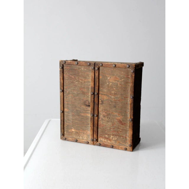 Early 20th Century Vintage Split Double Door Wooden Box For Sale - Image 5 of 13