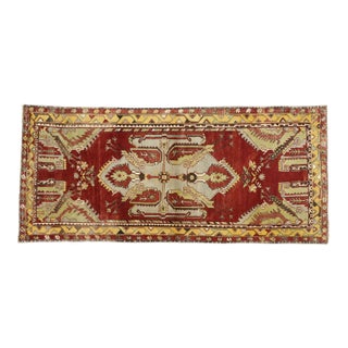 Vintage Turkish Oushak Gallery Rug, Wide Hallway Runner - 04'07 X 10'04 For Sale