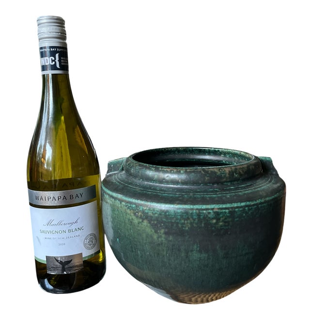 2000 - 2009 Signed Hand-Thrown Studio Pottery Vase With Verdigris Glaze | Brutalist / Axel Salto–Inspired | Dated 2008 For Sale - Image 5 of 7