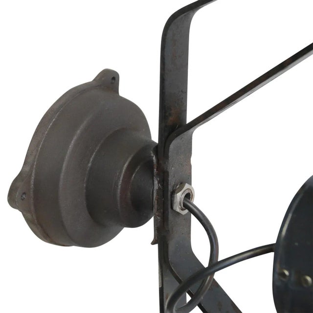 Vintage Industrial Blue Enamel and Cast Iron Sconce For Sale - Image 9 of 10