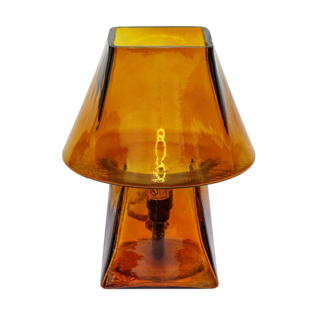 Boho Chic Luca Glass Mini Table Lamp, Amber For Sale - Image 3 of 6