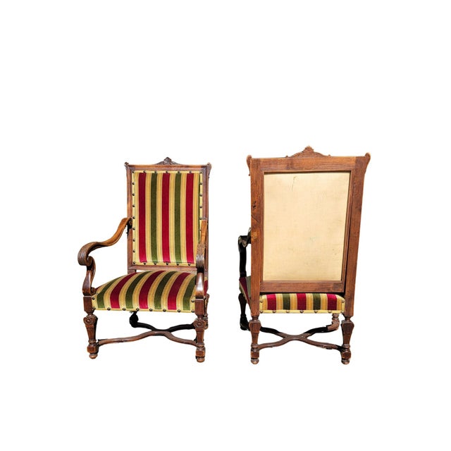 French A Pair of Late 19th Century French Walnut Armchairs For Sale - Image 3 of 13