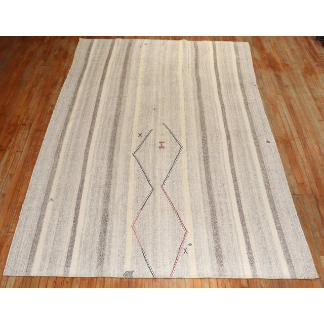 Mid 20th Century Vintage Zabihi Collection Primitive Abstract Gray Turkish Kilim - 7'5" x 12'5" For Sale - Image 5 of 6