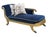 18th Century Antique 18th C Louis XVI Giltwood Chaise Fainting Couch - Sapphire Blue Mohair For Sale - Image 5 of 7