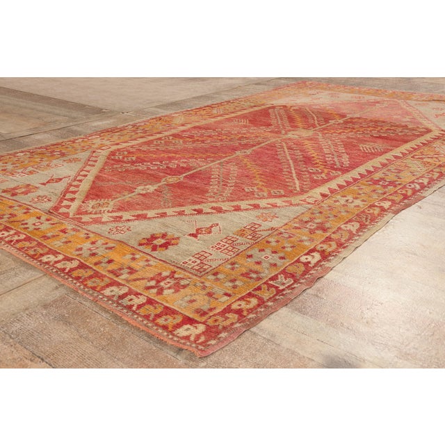 Red Vintage Turkish Oushak Rug, 05'02 X 09'01 For Sale - Image 8 of 10