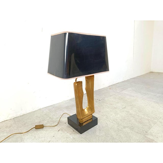 1970s Mid-Century Brass Leaf Table Lamp, 1970s For Sale - Image 5 of 12