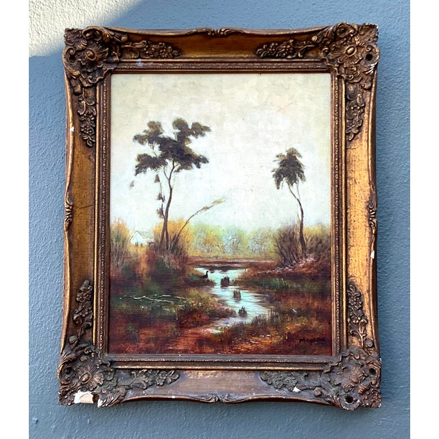 Vintage Original Landscape Oil on Canvas For Sale - Image 4 of 12