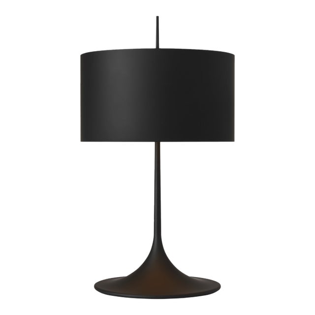 Barbara Barry by Visual Comfort Signature Spinet 26" Modern Trumpet Table Lamp in Matte Black with Black Shade For Sale