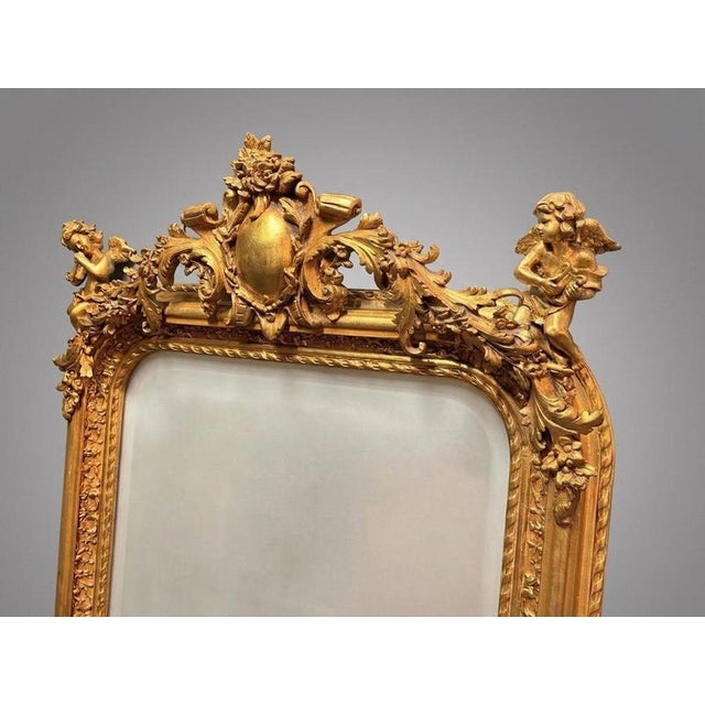 French Gilt Wood and Plaster Panel Mirror For Sale - Image 3 of 5