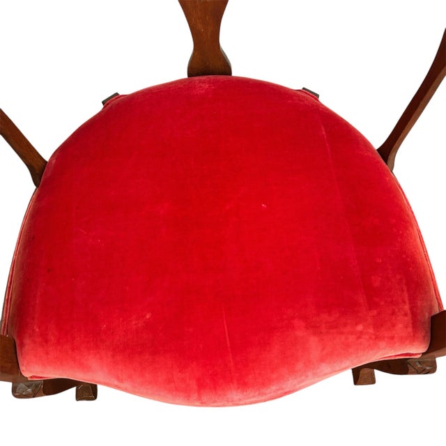 1900 - 1909 Antique Edwardian Mahogany Tub Chair With Red Suede Seat For Sale - Image 5 of 12