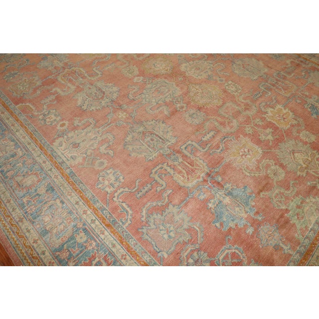 Textile Antique Zabihi Collection Peach Oushak Square Rug - 11'6" x 13' For Sale - Image 7 of 9