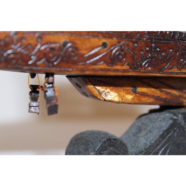 Antique Early 1900s Chinese Dragon Boat Figurine With Pagoda Detail and Bone Inlay For Sale - Image 14 of 16