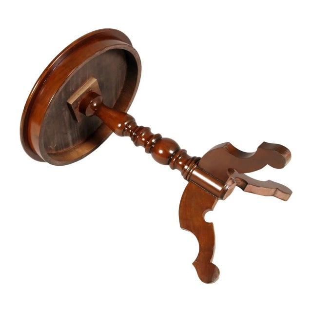 Baroque Mid-Century Italian Round Side Table in Walnut For Sale - Image 3 of 4