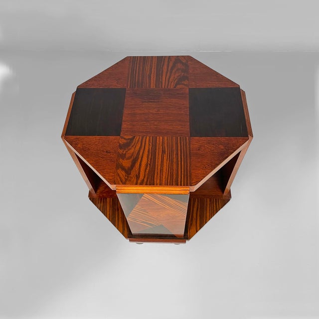 1930s Italian Art Deco Double Hexagonal Top Coffee Table in Wood, 1930s For Sale - Image 5 of 18