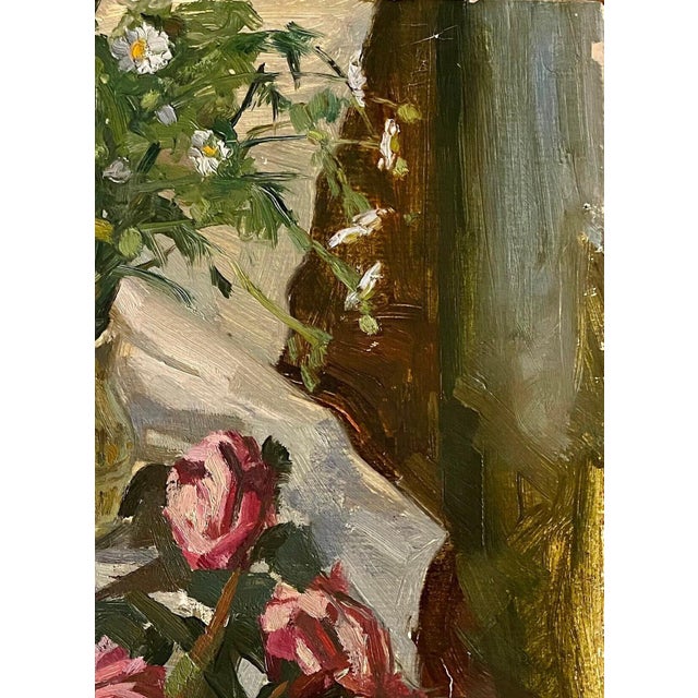 Realism Floral Still Life Painting, Antique Soviet Art, Ukrainian Artist 67,5-50 For Sale - Image 3 of 6
